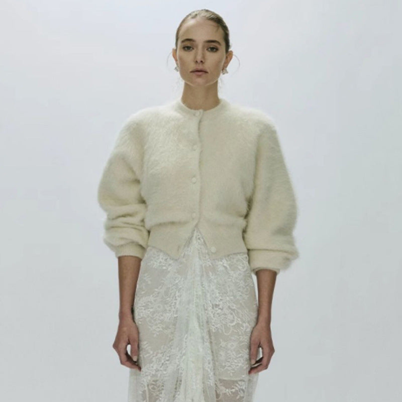Knitted Round Neck Single-breasted Long Sleeve Cardigan Jacket - Bellarte Enchanté Knitted Round Neck Single-breasted Long Sleeve Cardigan Jacket